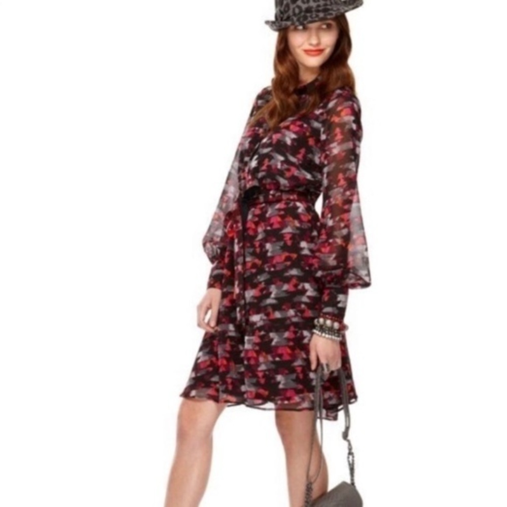Kirna Zabete Long Sleeve Chiffon Shirt Dress
